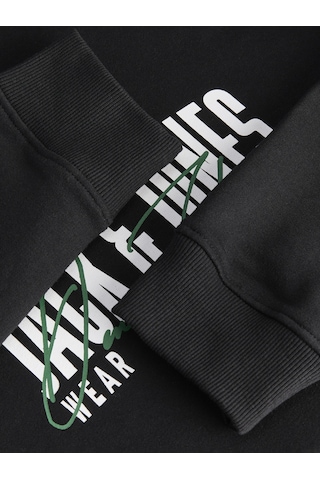 Jack&jones Erkek Göğüs Baskılı Bisiklet Yaka Uzun Kollu Sweatshirt - Aero - 12298492 Black-big Print-1274743