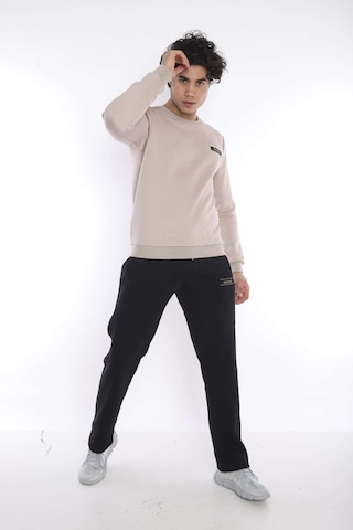 Escetic Erkek Spor Bej Kışlık Sweatshirt Takım, 3 İplik (İçi Şardonlu) Ku Bej