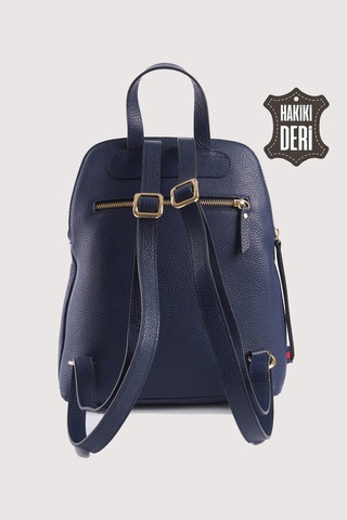 Hakiki Deri Kadın Sırt Çantası Lacivert Smr9209 Lacivert