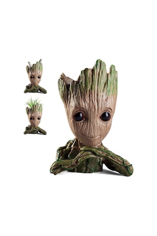 Baby Groot Figür Elleri Çenesinde Saksı Kalemlik Pla 15 Cm Büyük