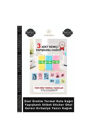 Özel Üretim Termal Rulo Kağıt Yapışkanlı Etiket Sticker Okul Gereci Kırtasiye Yazıcı Kağıdı Diğer