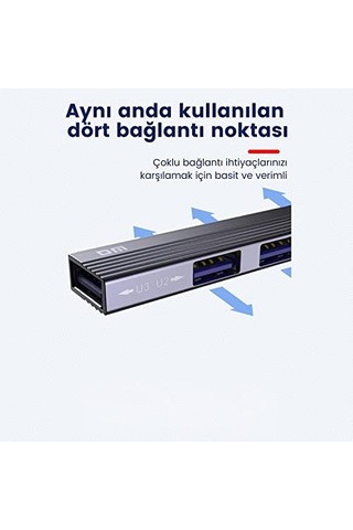 Ayrex Chb057 Usb Type-c To 4 Portlu 3 Usb 2.0 1 Usb 3.0 Hub Çoklayıcı 15 Cm