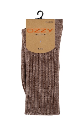 Ozzy Socks Soft Touch Kışlık Kadın Yünlü Uyku Çorabı Kahverengi