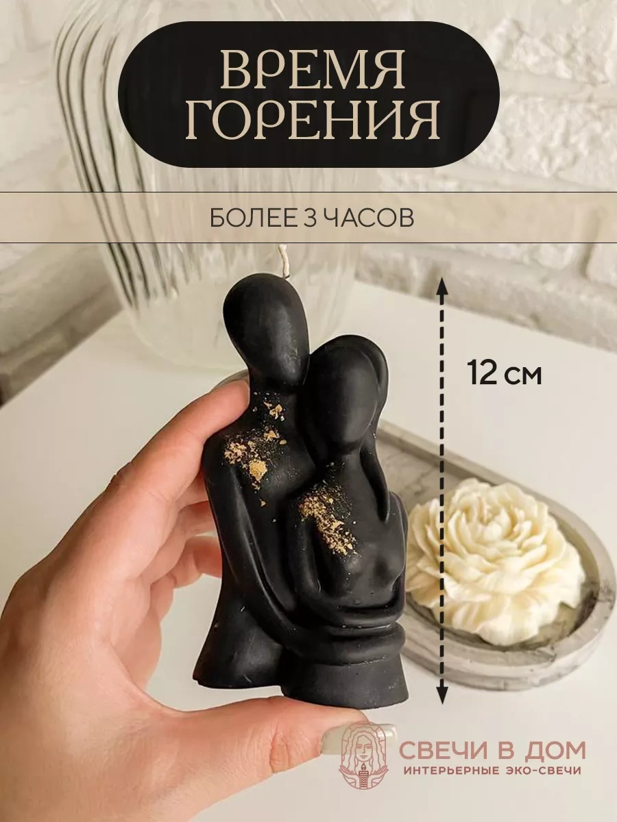 Sveci V Dom Aşık Çift Aromatik Mumlar Hediye Seti 2 Adet 180226829 Siyah