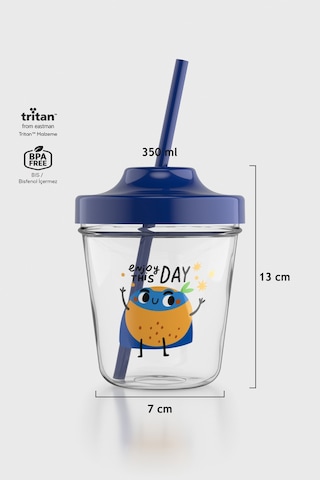 Renga Aura Enjoy This Day Desenli 350 Ml Tritan Pipetli Çocuk Bardak 142022 Mavi Mavi