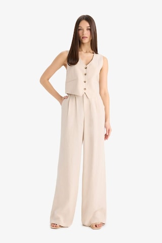 DeFacto Wide Leg Keten Karışımlı Pantolon Normal Bel Geniş Paça Cepli Fermuarlı Standart Boy E6210AX25SPBG286