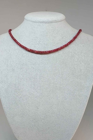 Yakut Taşı Faset Kesim 4x2mm (küçük delikli) Kolye (Sabit Klipsli) Gümüş