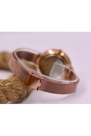 Rose Gold Hasır Kordonlu Şık Kadın Kol Saati Mls-1065