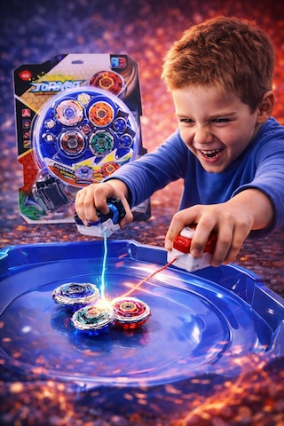 Metal Fusion Tornado Clash 5d Arenalı 4 Lü Beyblade Oyuncak Seti Çift Fırlatıcılı Set