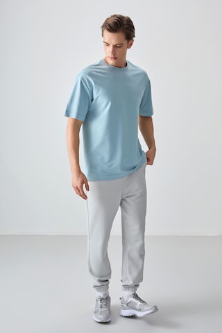 Air Jones Tommy Life Açık Mavi Pamuklu Kalın Yumuşak Dokulu Oversize Fit Basic Erkek T-shirt - 88377 Açik Mavi