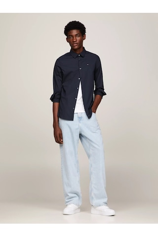 Tommy Hilfiger Tjm Orıgınal Stretch Shırt Casual Shirts Siyah