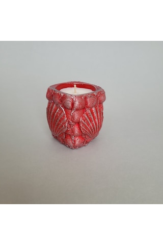 Âric Kırmızı Deniz Kabuklu Bardakta Dekoratif Soya Wax Mum 002