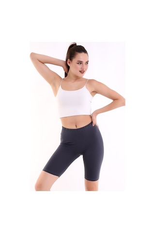 Self Clothing Kadın Koyu Gri Penye Kumaş Yüksek Bel Kısa Tayt Slf1295