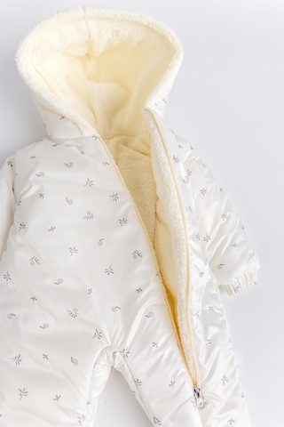 Kapüşonlu Peluş Astarlı Kışlık Kız-erkek Bebek Astronot-kozmonot Tulum Krem