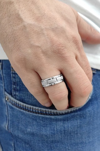 Chavin Gri Erkek Titanyum Çelik Yüzük Alyans Eu82by Gri