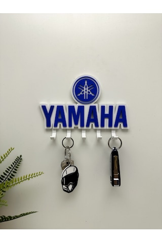 3d Baskı Dekoratif Yamaha Model Motorcu Anahtar Askılığı Beyaz - Mavi
