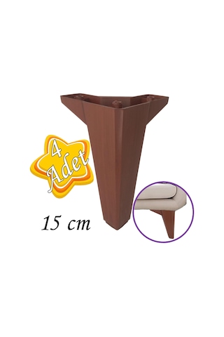 4 Adet Serdivan 15 Cm Ceviz Ahşap Desenli Lüx Mobilya Kanepe Sehpa Ünite Koltuk Ayağı Baza Ayak