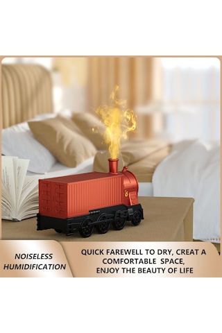 Ruicoo "retro Tren Şeklinde 300ml Ultrasonik Nemlendirici, 8 Renkli Led Ve Uzaktan Kumandalı"