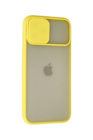 Newface - 143 - İphone 12 Pro Max Kılıf Palm Buzlu Kamera Sürgülü Silikon - Matxzngz - - Sarı