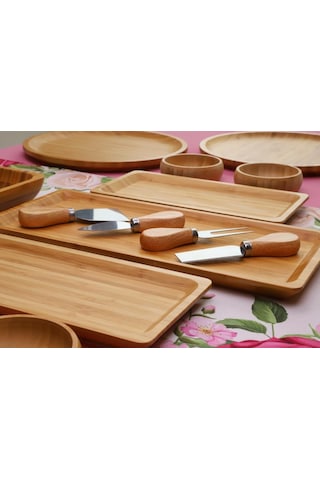 Atbyhome Fern 6 Kişilik 19 Parça Doğal Bambu Kahvaltı Takımı Kahvaltı Seti Sunum Seti Beyaz