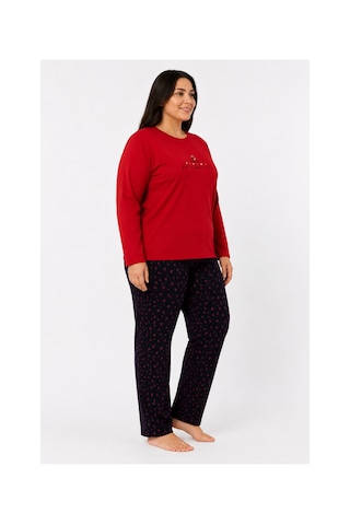 Sleeproom Büyük Beden Kadın Mevsimlik Awesome Kırmızı Pijama Takımı