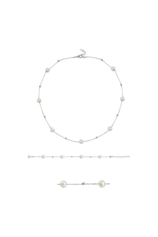 Brezza Lusso Jewelry Special Hakiki İnci Kadın Gümüş Kolye Bileklik İnci Set