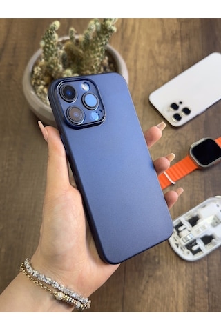 Apple iPhone 13 Pro Max Uyumlu Süper İnce Mat Ultra Thin Silikon Kılıf Lacivert