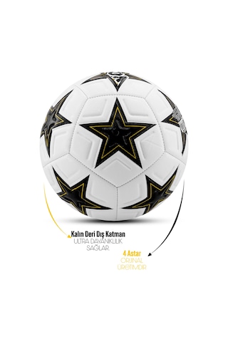 3lü Set Futbol Topu Tekmelik Şampiyonlar Ligi Pompalı Sert Zemin Halı Saha Futbol Topu New Black No5 Siyah