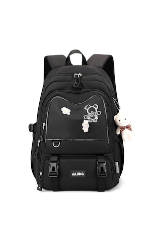 Yeni Ortaokul Okul Çantası Kız Büyük Kapasiteli Öğrenci Omuz Çantası siyah