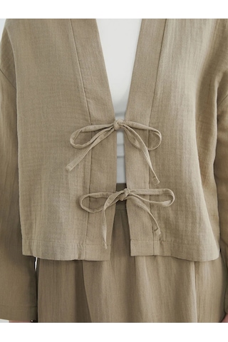 Lc Waikiki Haki Şal Yaka Oversize Kadın Kimono