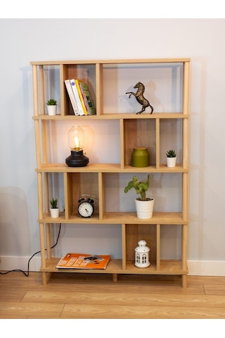5 Raflı Modern Dekoratif Kitaplık Klasörlük Mutfak Rafı Çok Amaçlı Düzenleyici Raf-safir Meşe Safir Meşe