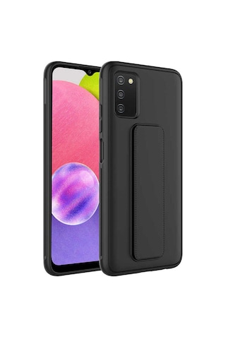 Galaxy A03s Kılıf Zore Qstand Kapak Siyah