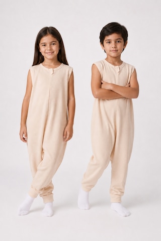 Babyhola 1 Tog Yazlık Çocuk Uyku Tulumu 1-8 Yaş Unisex Kısa Kollu %100 Pamuk Waffle 2702 Bej