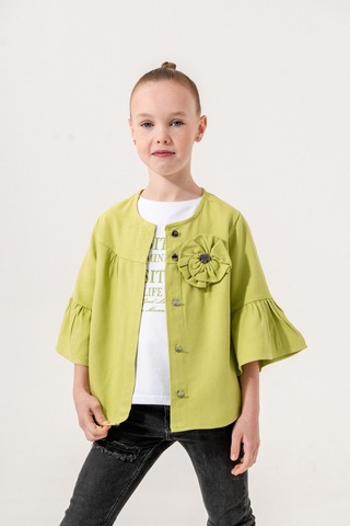 Kız Çocuk Çiçek Gömlekli İkili Kız Takım 3127 Yeşil