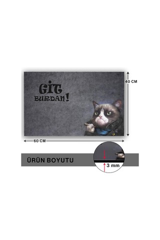 Tasarımlı Dekoratif Kapı Önü Paspas, Dış Mekan/ev İçi/banyo/mutfak/yatak Odası/giriş Paspasları Git Buradan Gri, 40x60 Çok Renkli