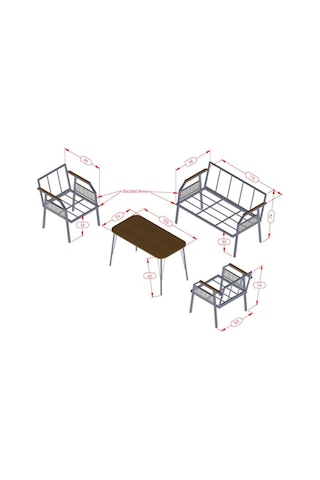 Ard & Garden Daisy Makrome Örgülü 211 Masalı Bej Balkon & Bahçe Mobilyası Seti Balkon Takımı Bej