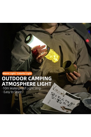 Teltree Kamp Feneri Işıklı Sürekli Işık 5 Modlu El Tutan Led Işık 2200mah Powerbank Ip67 Su Geçirmez Çadır Bahçe Işığı Siyah Siyah