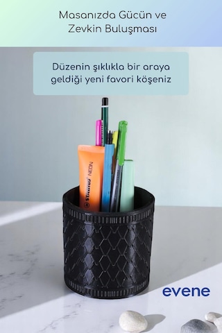 Kalemlik Masa Kalemliği Organizer Kalemlik Siyah Renk Model 87 Çok Renkli
