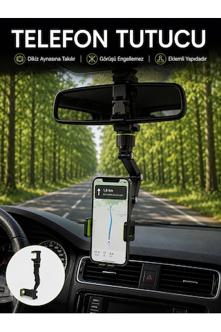 Araç İçi Dikiz Aynası Telefon Tutucu 360 Dönebilen Katlanabilir Çok Renkli