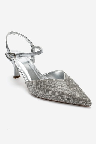 Luvi Shoes Nıvora Gümüş Taşlı Kadın İnce Topuklu Abiye Ayakkabı