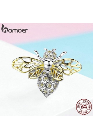 Bamoer Otantik 925 Ayar Gümüş Kristal Arı Boncuk Charms Orijinal Takılar İçin Uygun