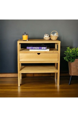 Doğal Ahşap Çekmeceli Komodin 1. Sınıf Masif Çam Ağacı