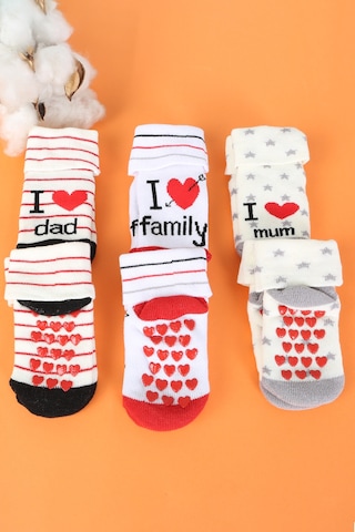 Pamuklu 6'lı Yenidoğan Bebek Kışlık Havlu Kaydırmaz Çorap Çok Renkli