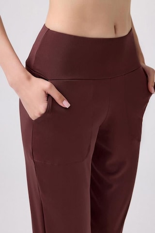 Cottonhill Kahverengi Yüksek Bel Çift Cepli Kadın Jogger Eşofman Altı Kahverengi