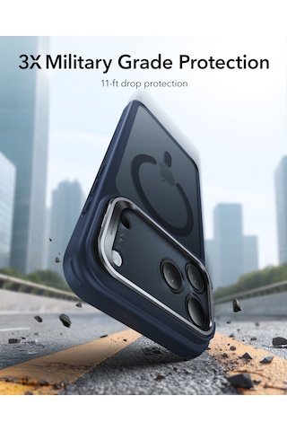 Esr Apple Uyumlu iPhone 17 Pro Classic Hybrid Magsafe Standlı Kılıf - Kamera Kontrol Buton - Buzlu Mavi Buzlu Mavi