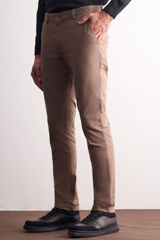 Kahverengi Yan Cep Düz Paça Pamuklu Slim Fit Chino Casual Pantolon 1003255164 Kahverengi