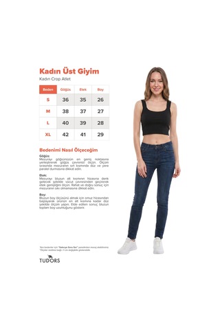 Tudors Kadın Slim Fit Dar Kesim Likralı Siyah Crop Atlet -50611
