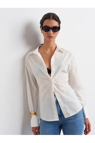 Dilvin 50509 Poplin Gömlek-ekru Ekru