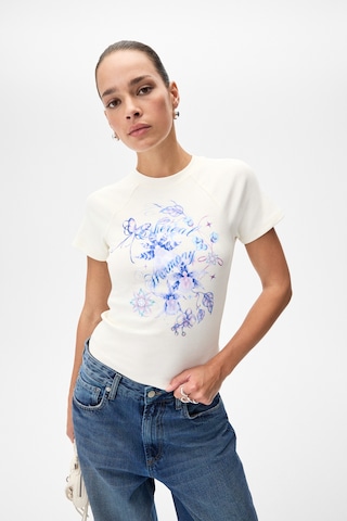 Grımelange Wıms Kadın Baskılı Kısa Kollu Ekru T-shirt