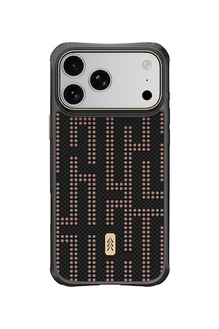 Apple iPhone 18 Pro Uyumlu Kılıf M-safe Şarj Özellikli Raptic Aramid Dual Grid Serisi Karbon Kapak Siyah